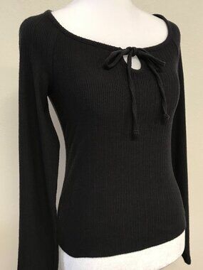 Lucky Brand Ribbed Tie-Front Top – Size Small